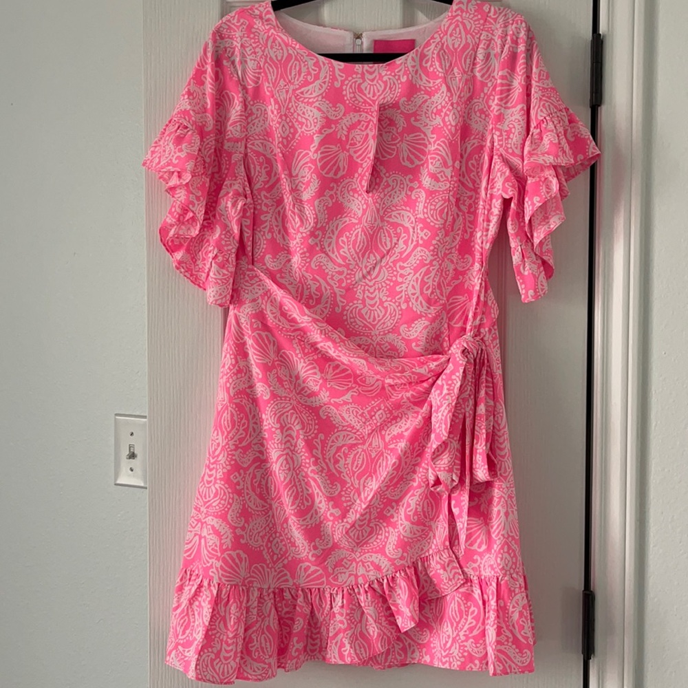 Lilly Pulitzer hot pink wrap dress